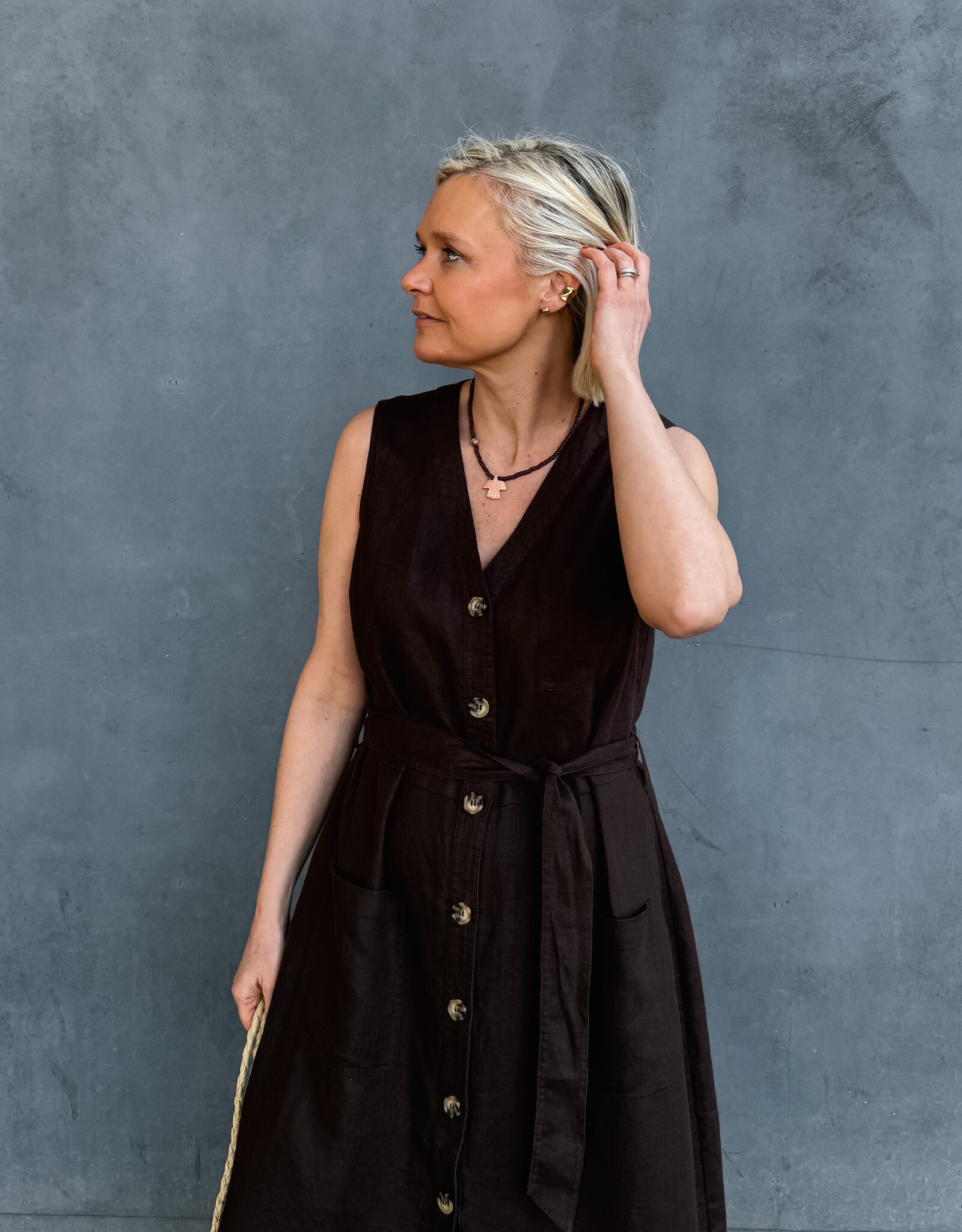 Withblack Jurk Midi 'Helena' - Chocolate - Withblack