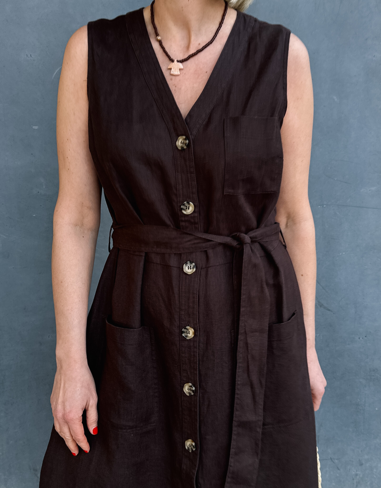 Withblack Jurk Midi 'Helena' - Chocolate - Withblack