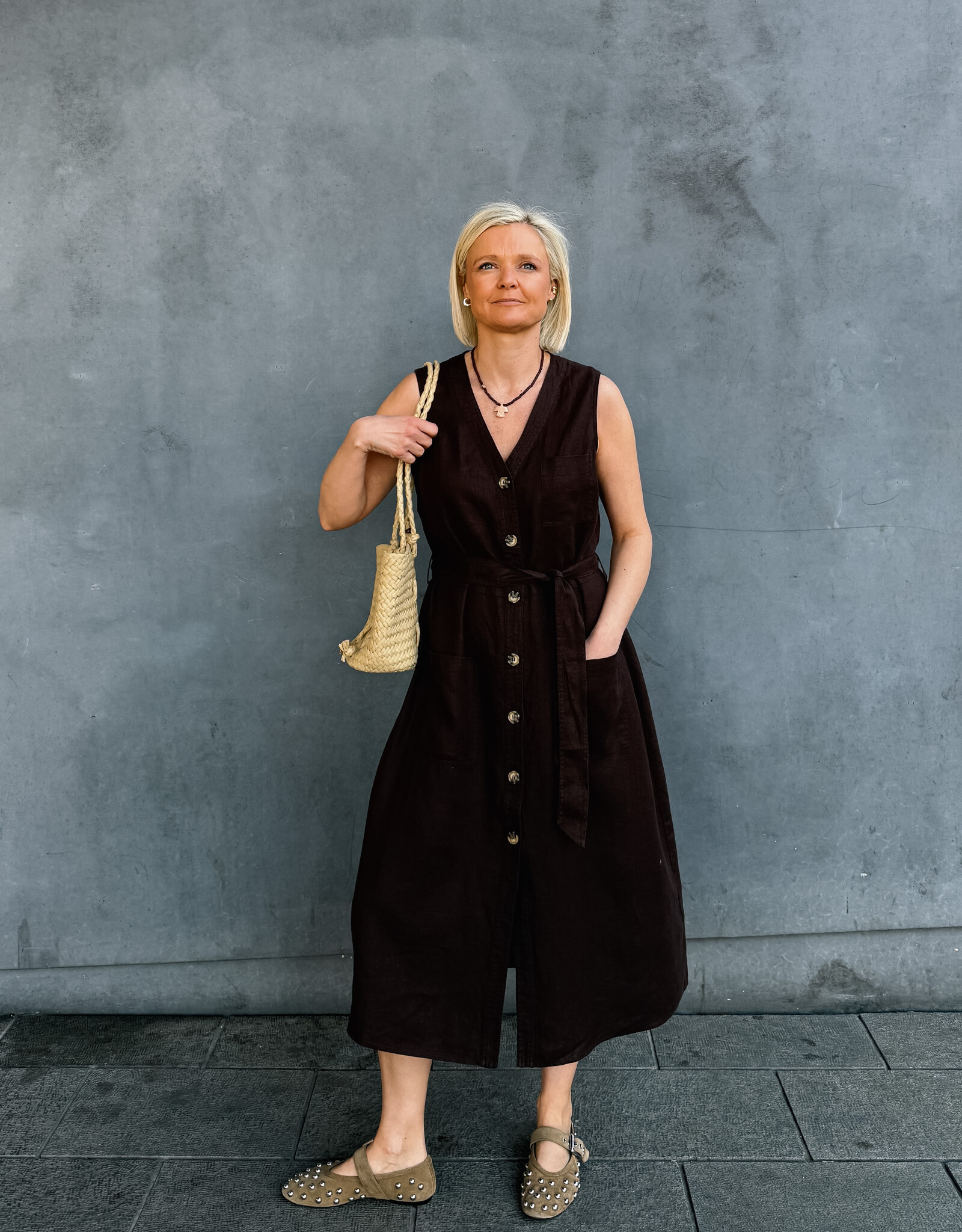 Withblack Jurk Midi 'Helena' - Chocolate - Withblack