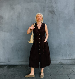 Withblack Jurk Midi 'Helena' - Chocolate - Withblack