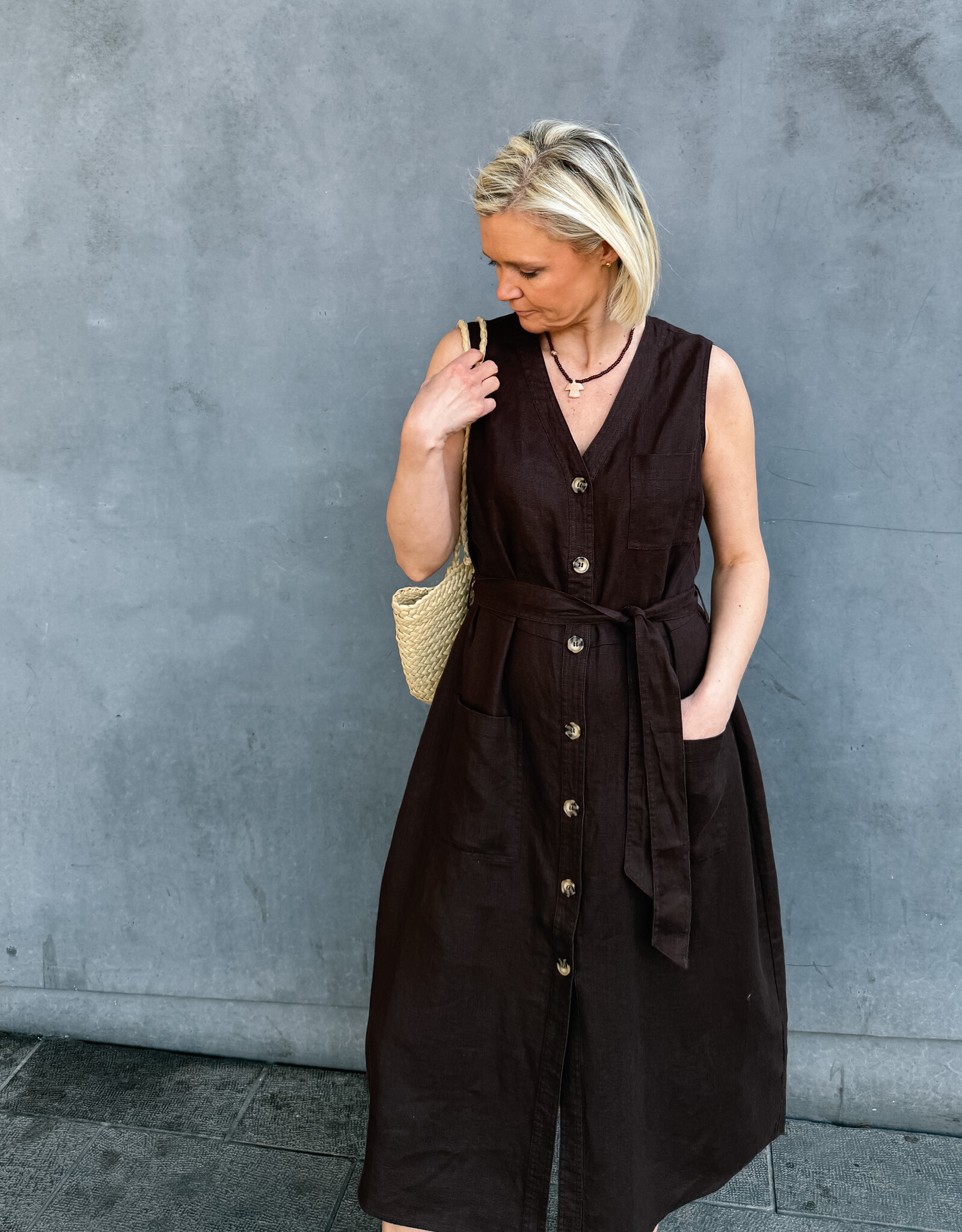 Withblack Jurk Midi 'Helena' - Chocolate - Withblack