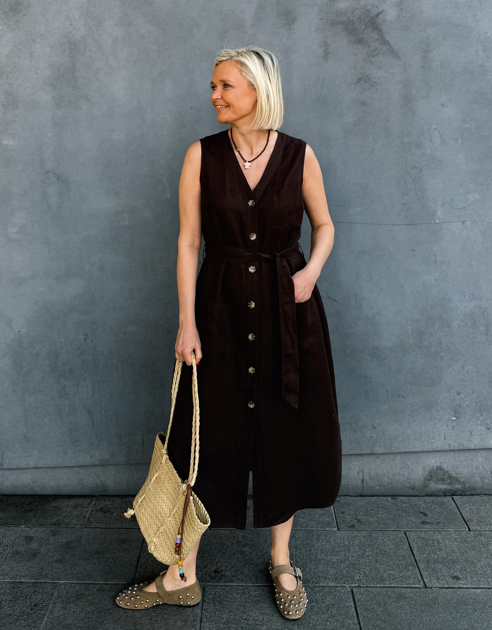 Withblack Jurk Midi 'Helena' - Chocolate - Withblack