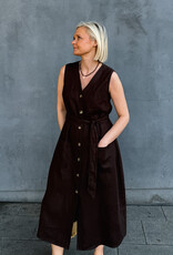 Withblack Jurk Midi 'Helena' - Chocolate - Withblack