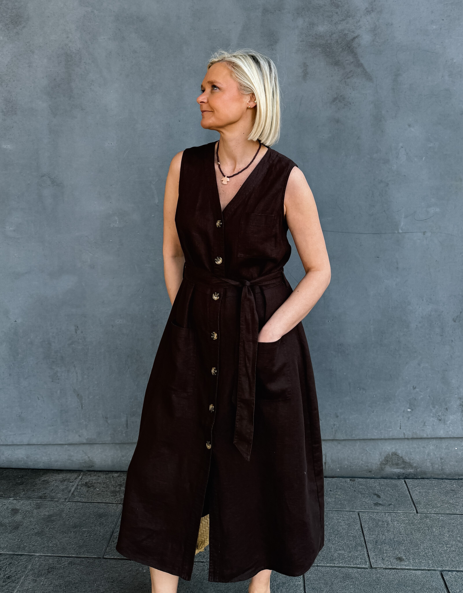 Withblack Jurk Midi 'Helena' - Chocolate - Withblack