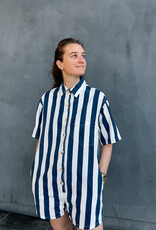 The Golden House Feel Playsuit Stripe 'Mila' - Navy/White