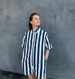 The Golden House Feel Playsuit Stripe 'Mila' - Navy/White