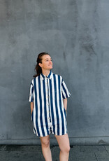 The Golden House Feel Playsuit Stripe 'Mila' - Navy/White