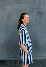 The Golden House Feel Playsuit Stripe 'Mila' - Navy/White