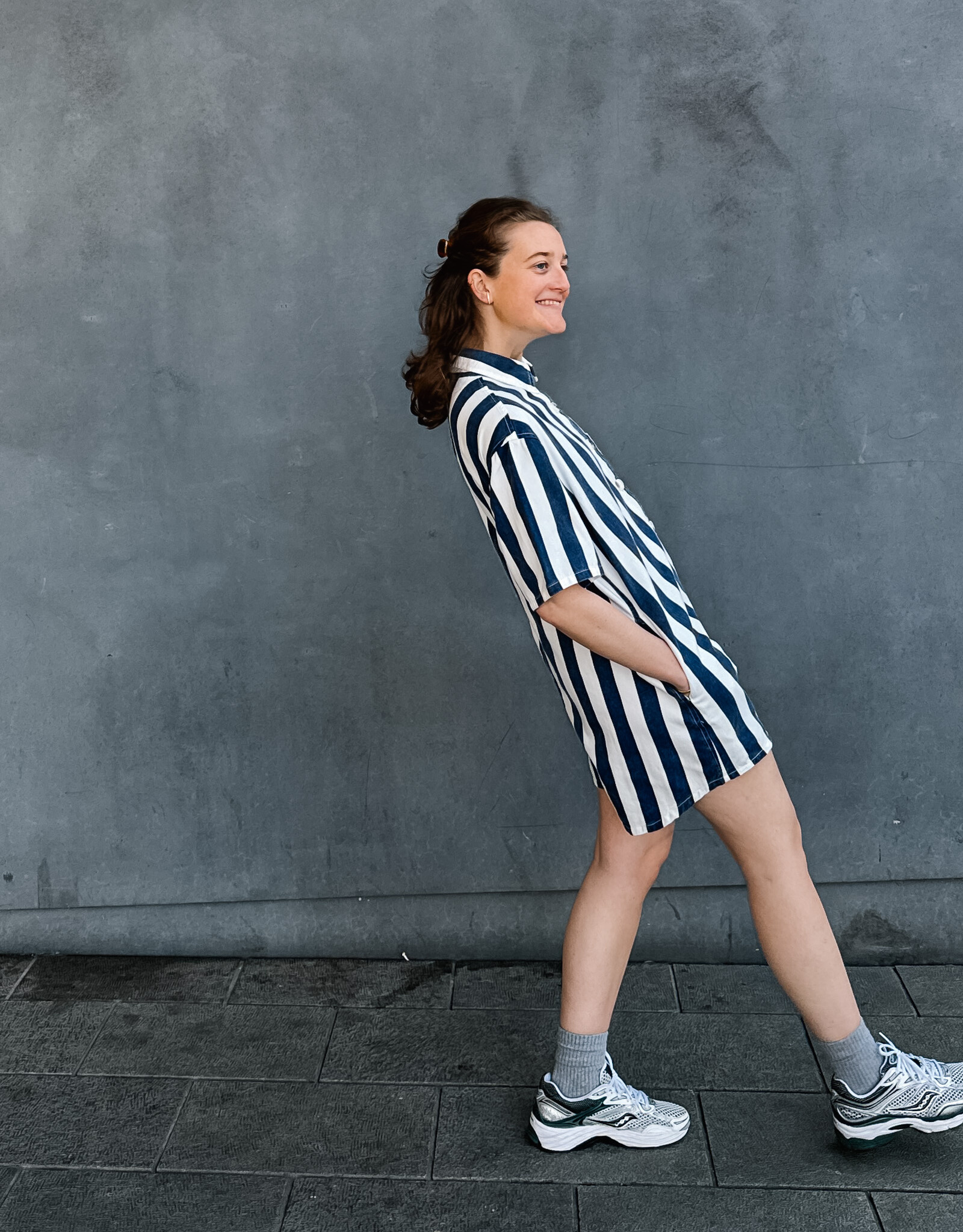 The Golden House Feel Playsuit Stripe 'Mila' - Navy/White