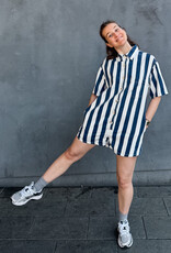 The Golden House Feel Playsuit Stripe 'Mila' - Navy/White