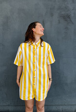 The Golden House Feel Playsuit Stripe 'Mila' - Yellow/White