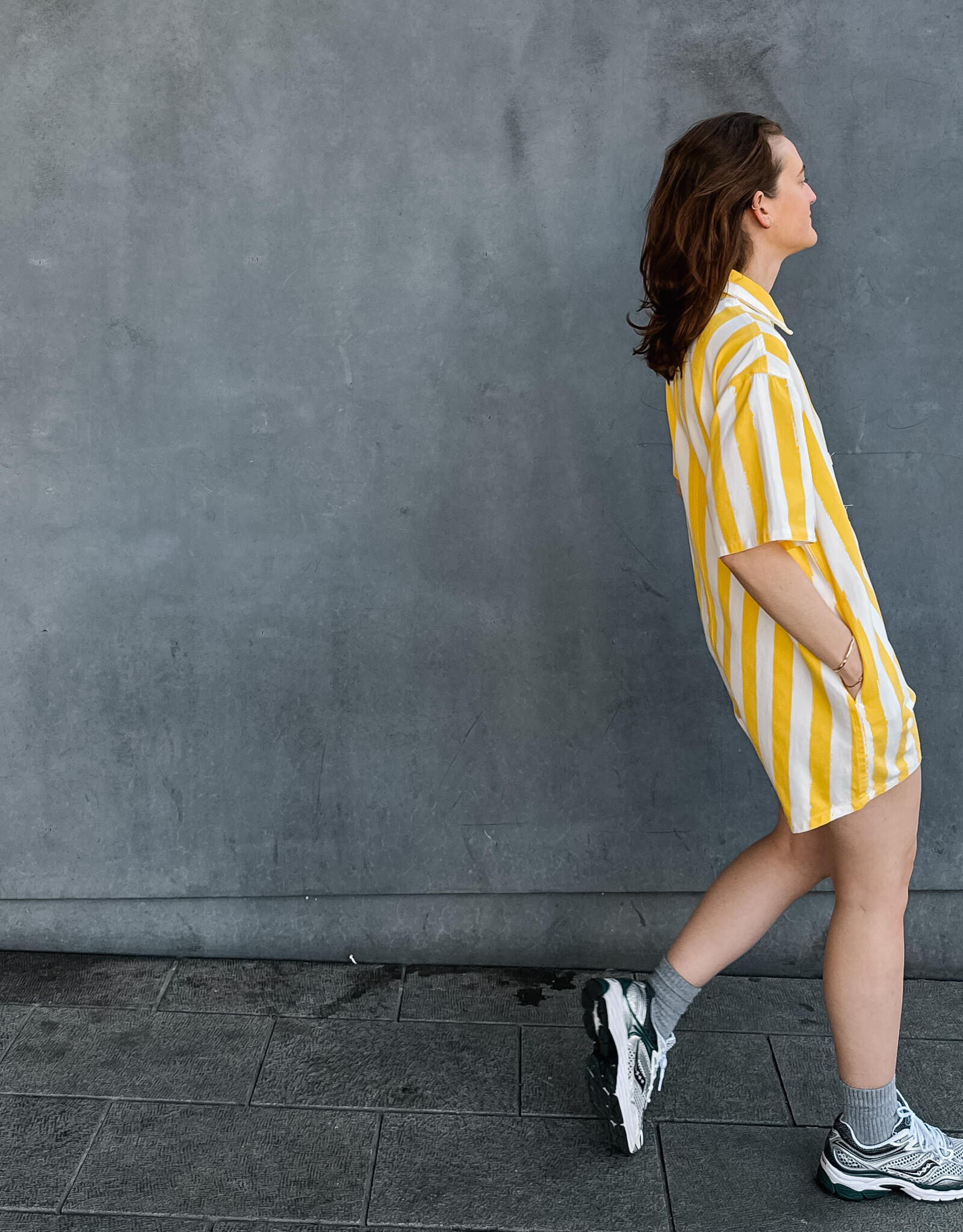 The Golden House Feel Playsuit Stripe 'Mila' - Yellow/White