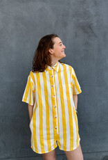 The Golden House Feel Playsuit Stripe 'Mila' - Yellow/White