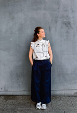 The Golden House Joh Blouse Broderie  'Abby' - White/Navy - TU