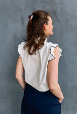 The Golden House Joh Blouse Broderie  'Abby' - White/Navy - TU