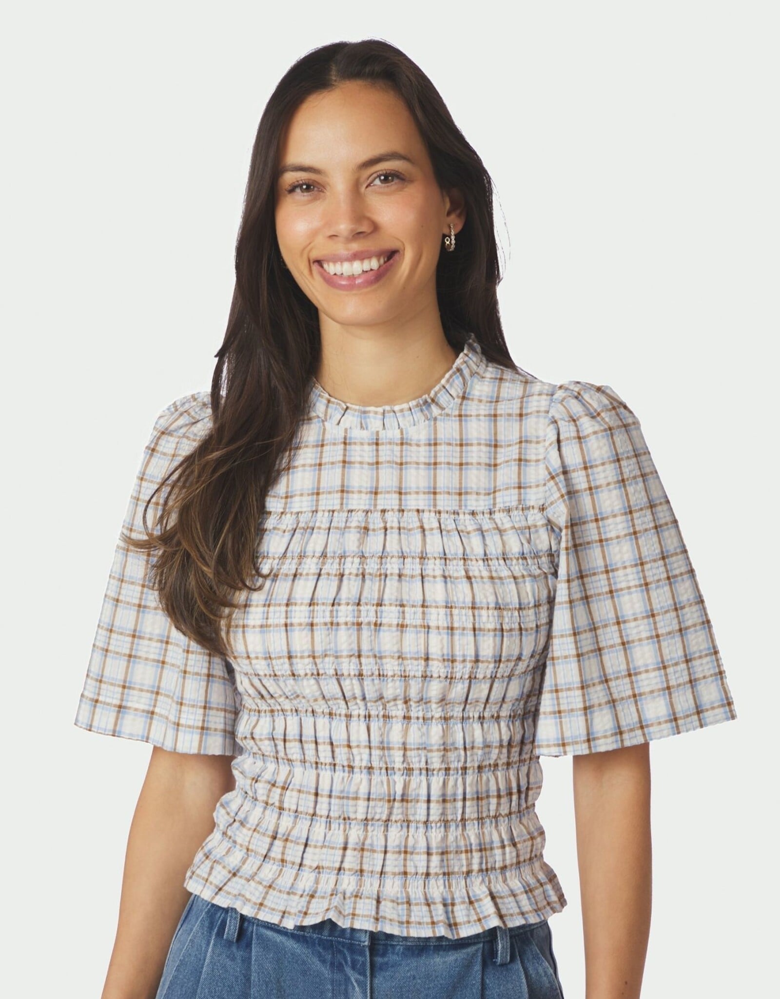 Blouse Mega Check 'Possini' - Light Blue - Neo Noir