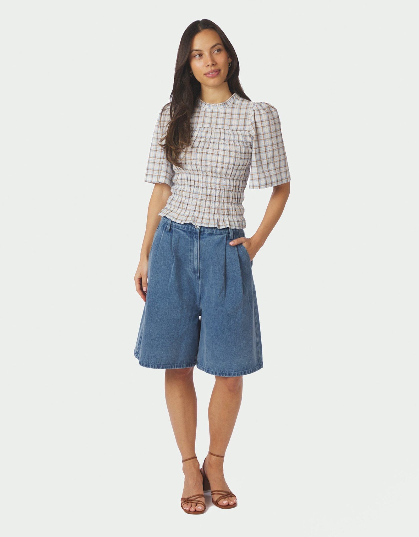 Blouse Mega Check 'Possini' - Light Blue - Neo Noir