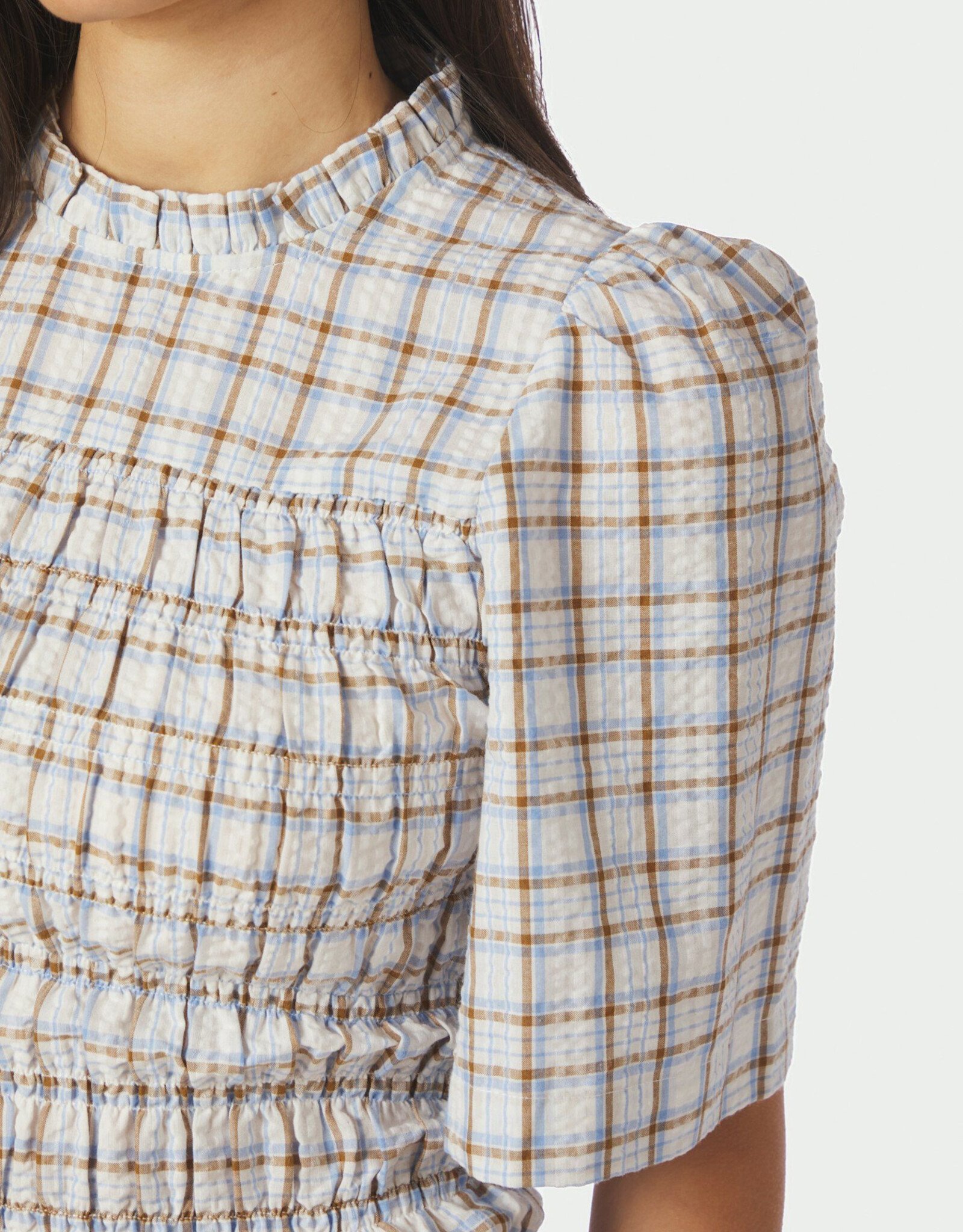 Blouse Mega Check 'Possini' - Light Blue - Neo Noir