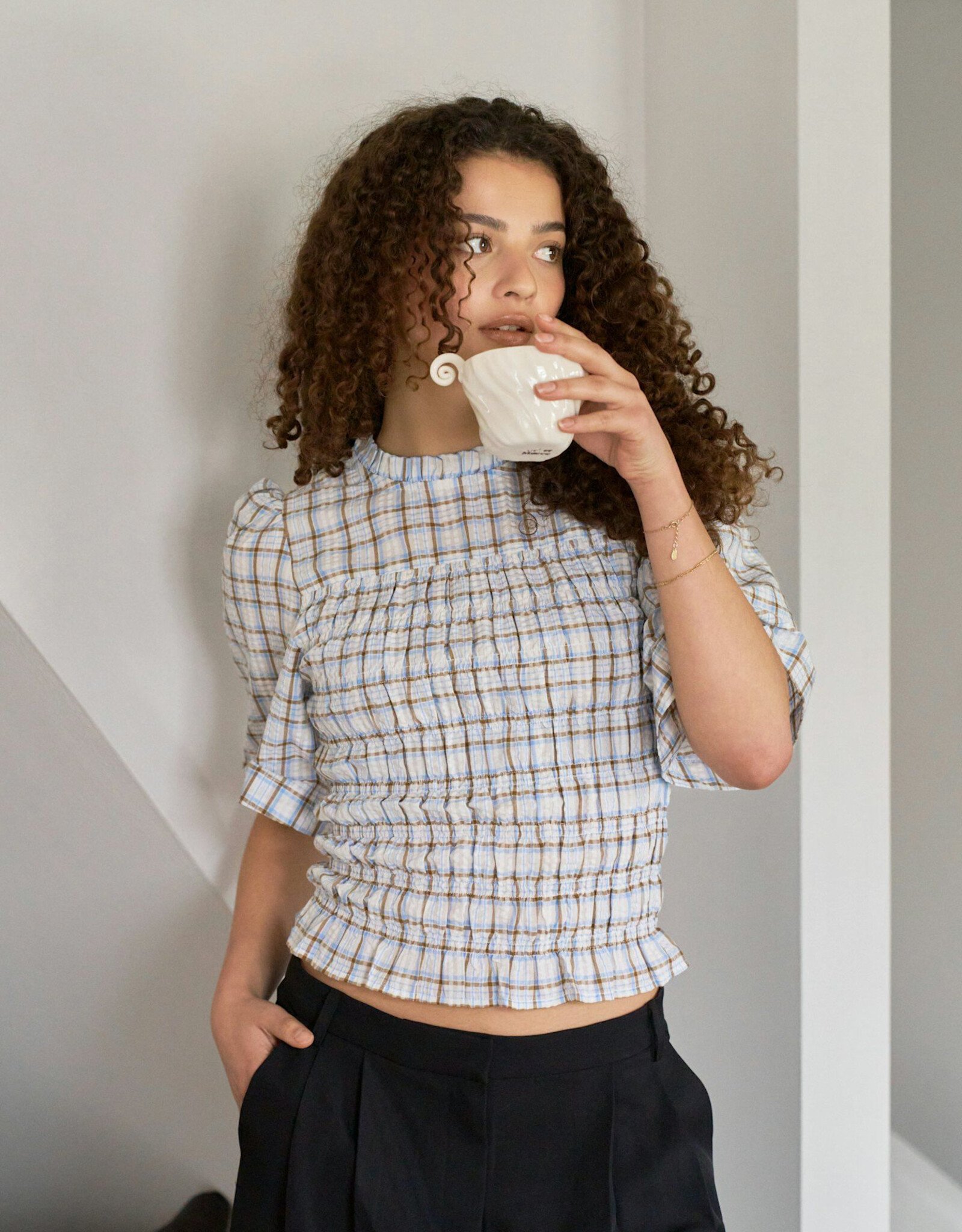 Blouse Mega Check 'Possini' - Light Blue - Neo Noir