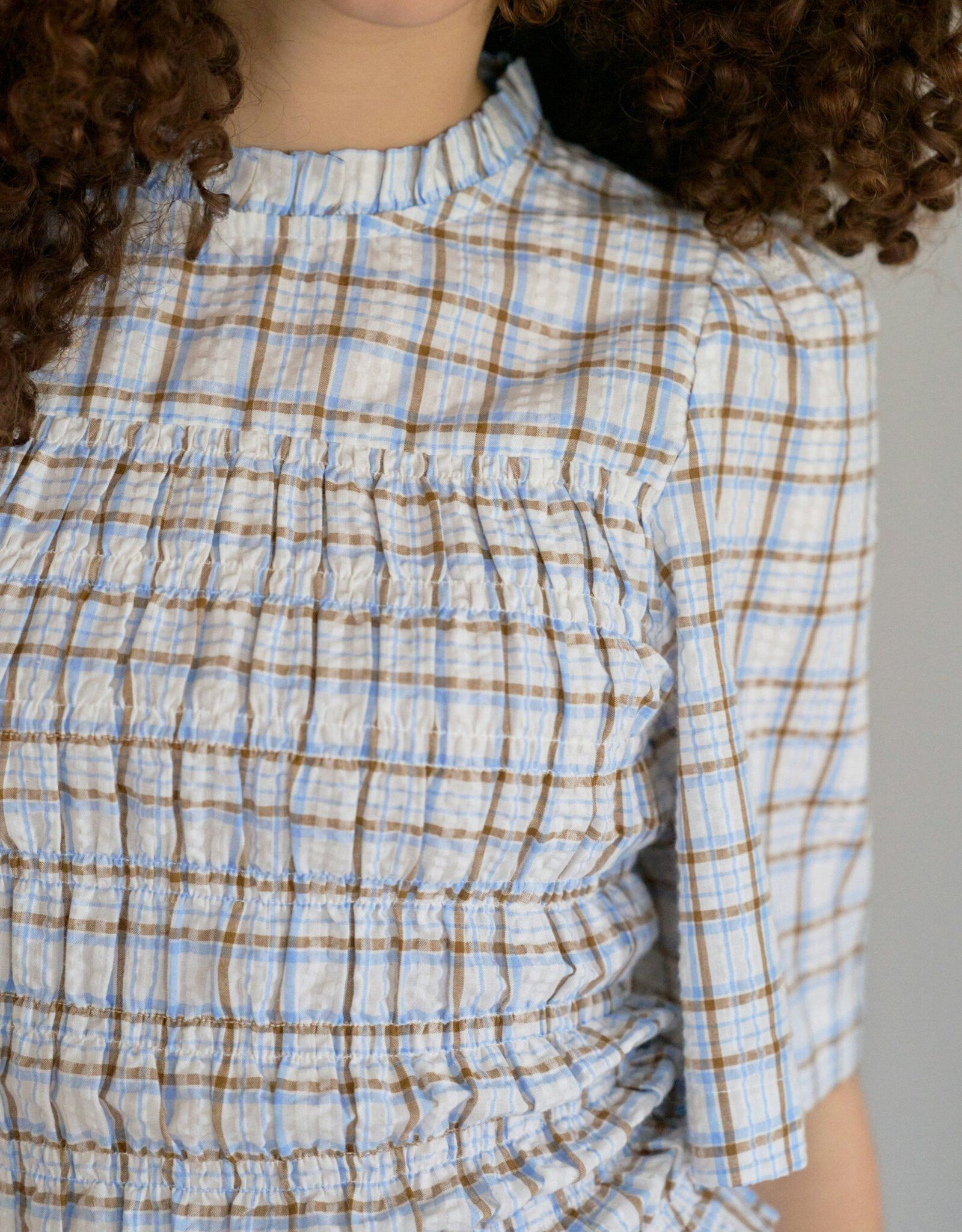 Blouse Mega Check 'Possini' - Light Blue - Neo Noir