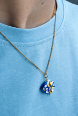 The Golden House Dodi Ketting  'Blue Fish' - Gold