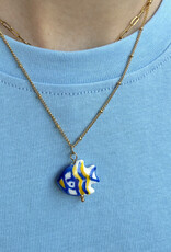 The Golden House Dodi Ketting  'Blue Fish' - Gold