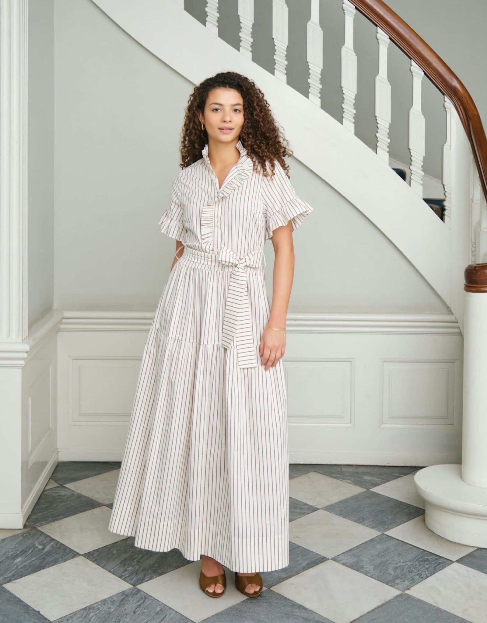 Jurk Wild Stripe 'Nellie' - Ivory - Neo Noir
