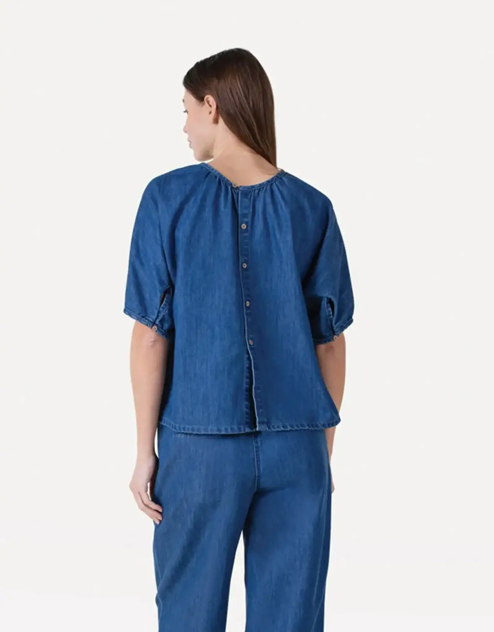 Another Label Blouse 'Coralie' - Mid Blue Denim  - Another-Label