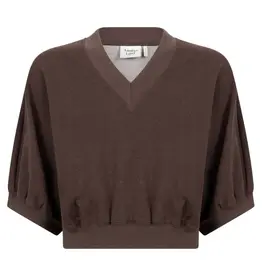 Another Label T-Shirt V-Neck  'Amice' - Chocolate Fondant - Another Label