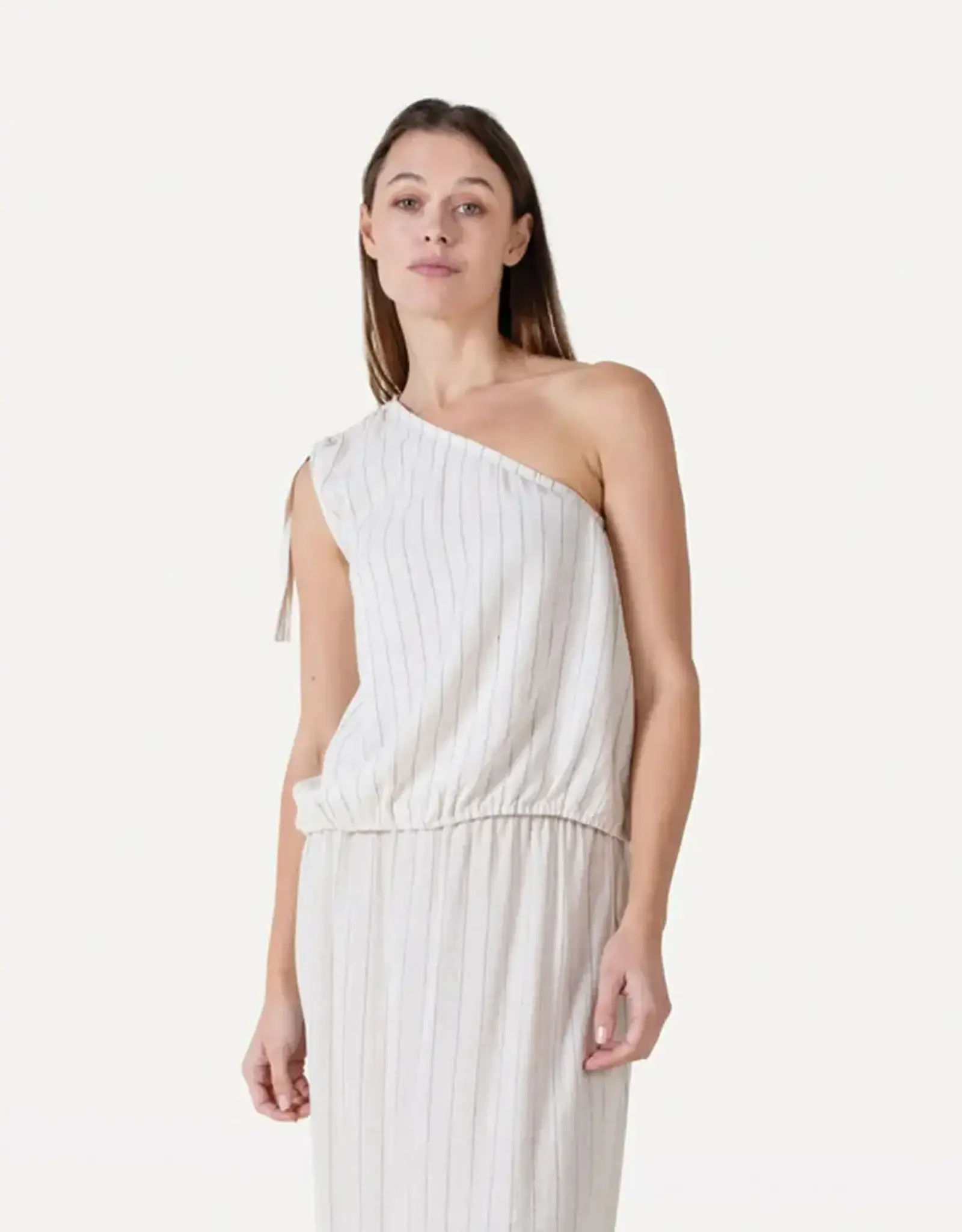 Another Label Top 'Desiree' - Sandshell Black Pinstripe - Another Label