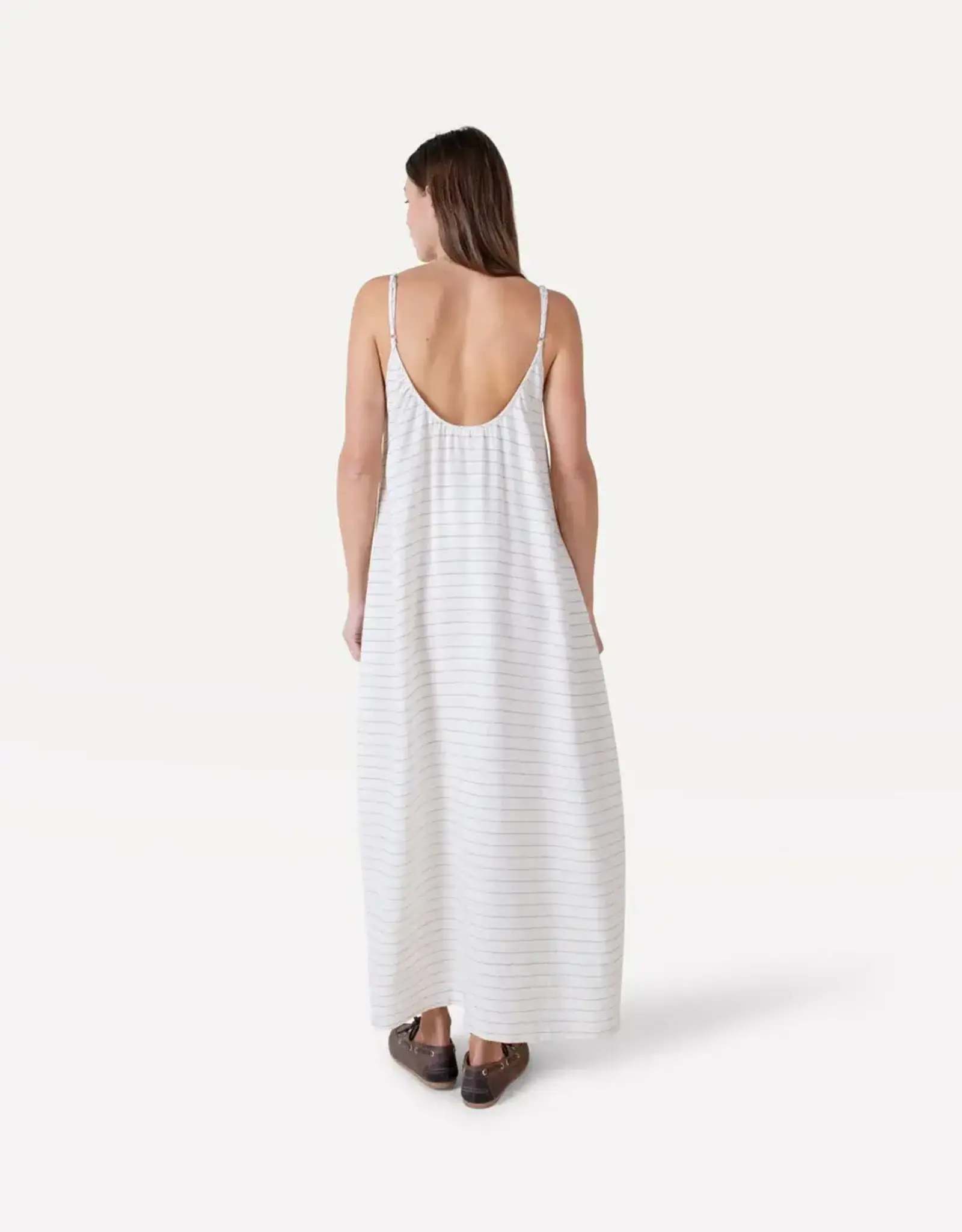 Another Label Jurk 'Vivian' - Sandshell Black Pinstripe - Another Label