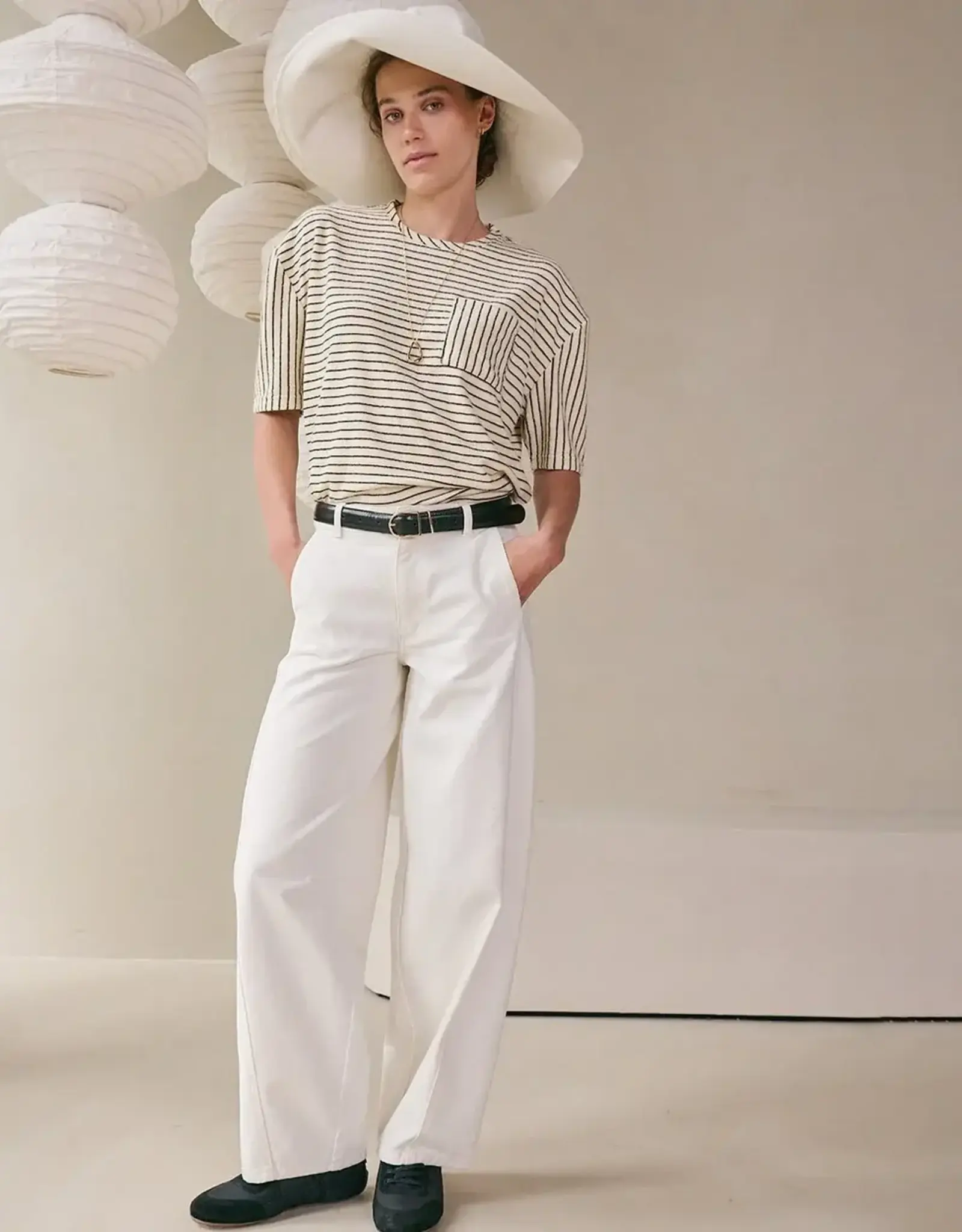 Another Label T-Shirt 'Virginia' - Off White Black Pins - Another Label