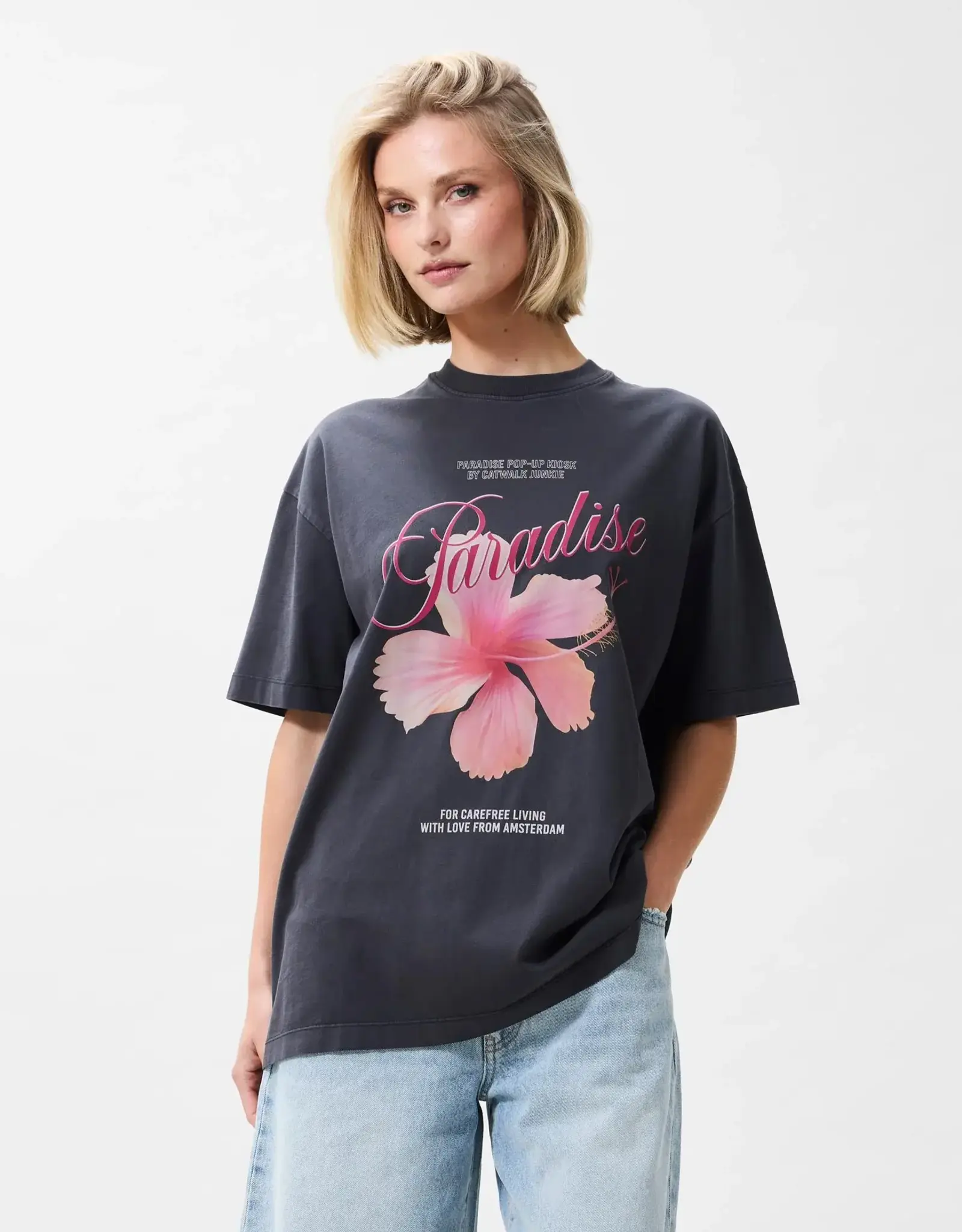 Catwalk Junkie T-Shirt 'Oversized Graphic' - Dark Grey - Catwalk Junkie