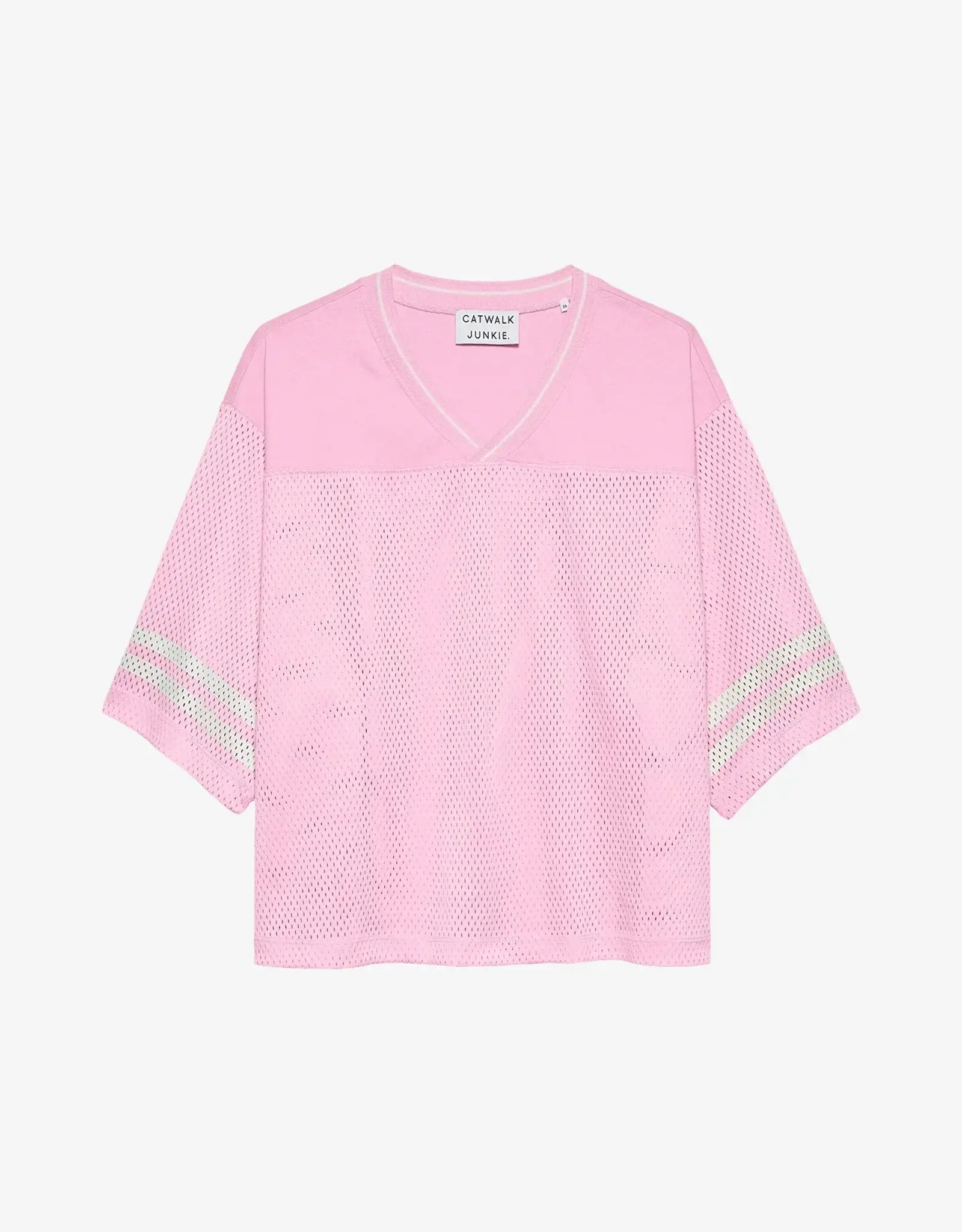 Catwalk Junkie T-Shirt 'Football Jersey' - Soft Pink - Catwalk Junkie