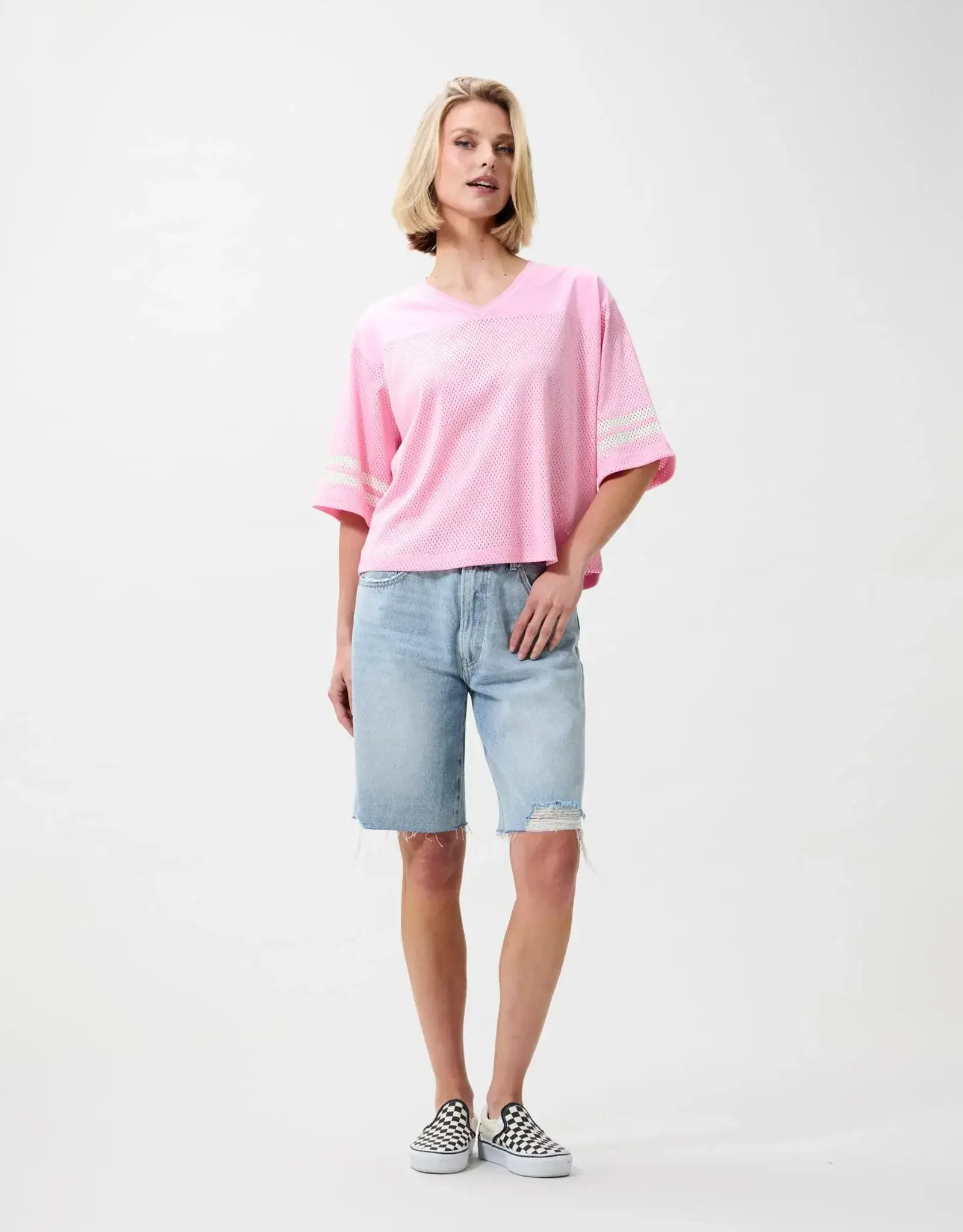 Catwalk Junkie T-Shirt 'Football Jersey' - Soft Pink - Catwalk Junkie