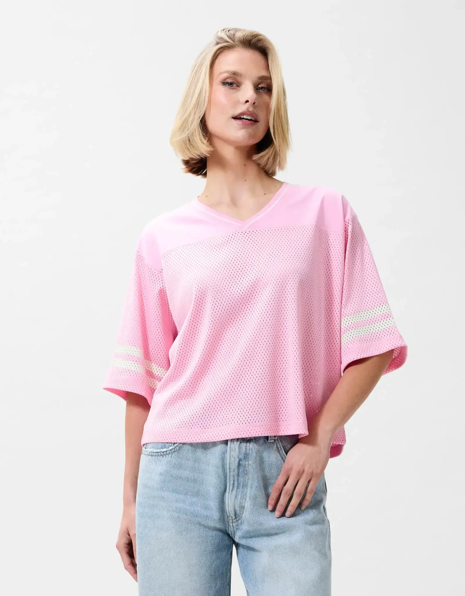 Catwalk Junkie T-Shirt 'Football Jersey' - Soft Pink - Catwalk Junkie