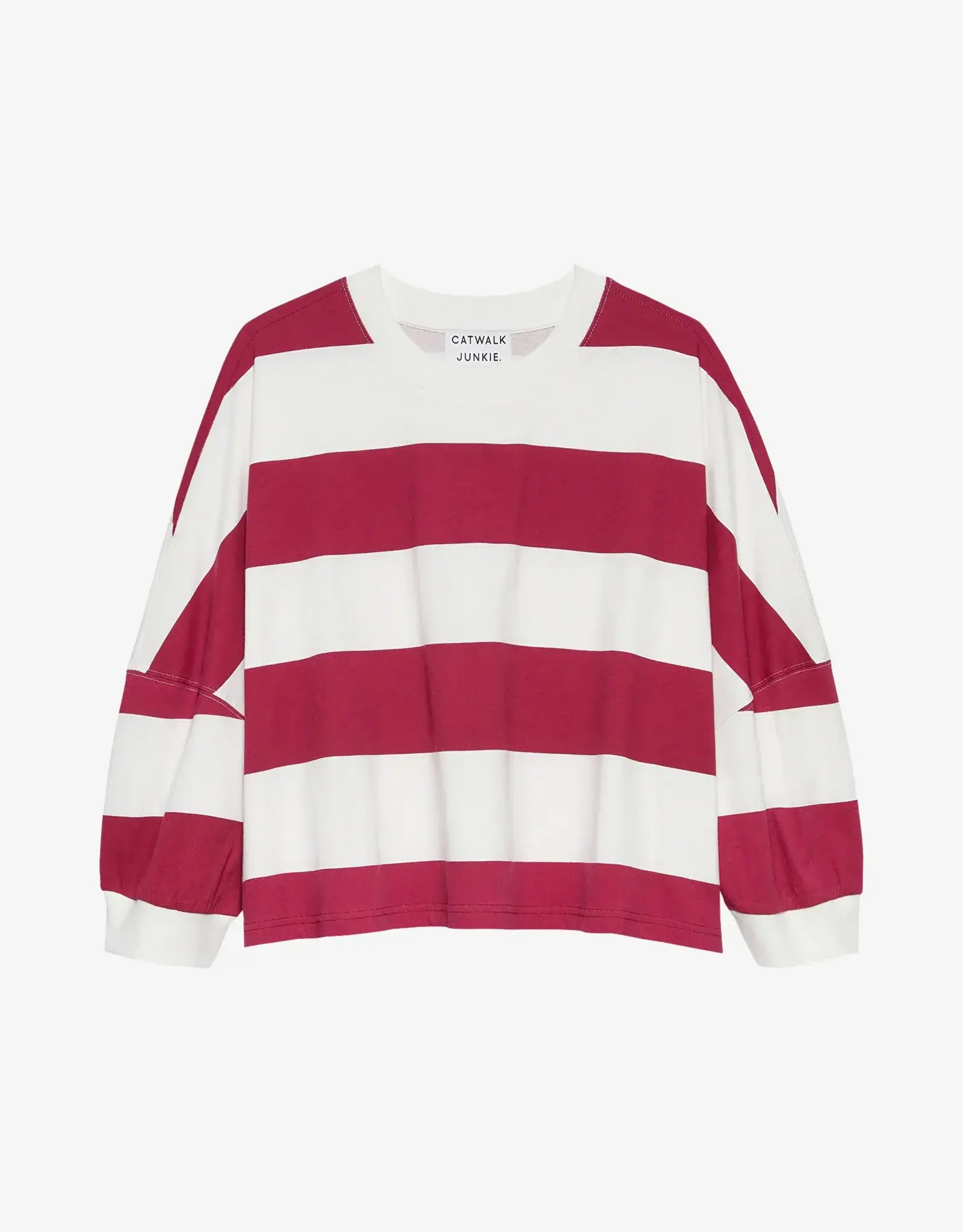 Catwalk Junkie T-Shirt Striped 'Oversized Bold' - Cranberry Juice - Catwalk Junkie