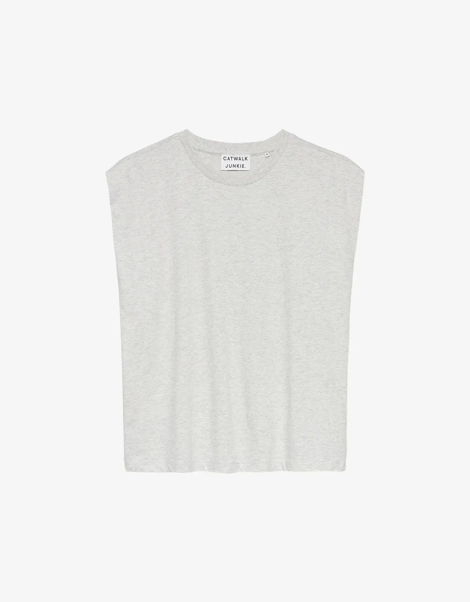 Catwalk Junkie Top 'Folded Shoulder' - Light Grey Melange - Catwalk Junkie