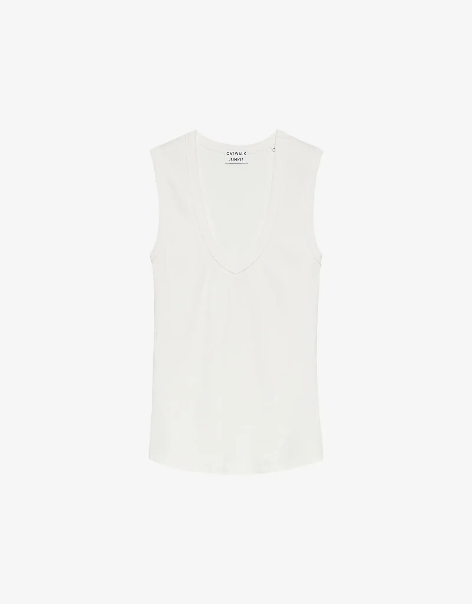 Catwalk Junkie Top V-Neck 'Rib' - Off White - Catwalk Junkie