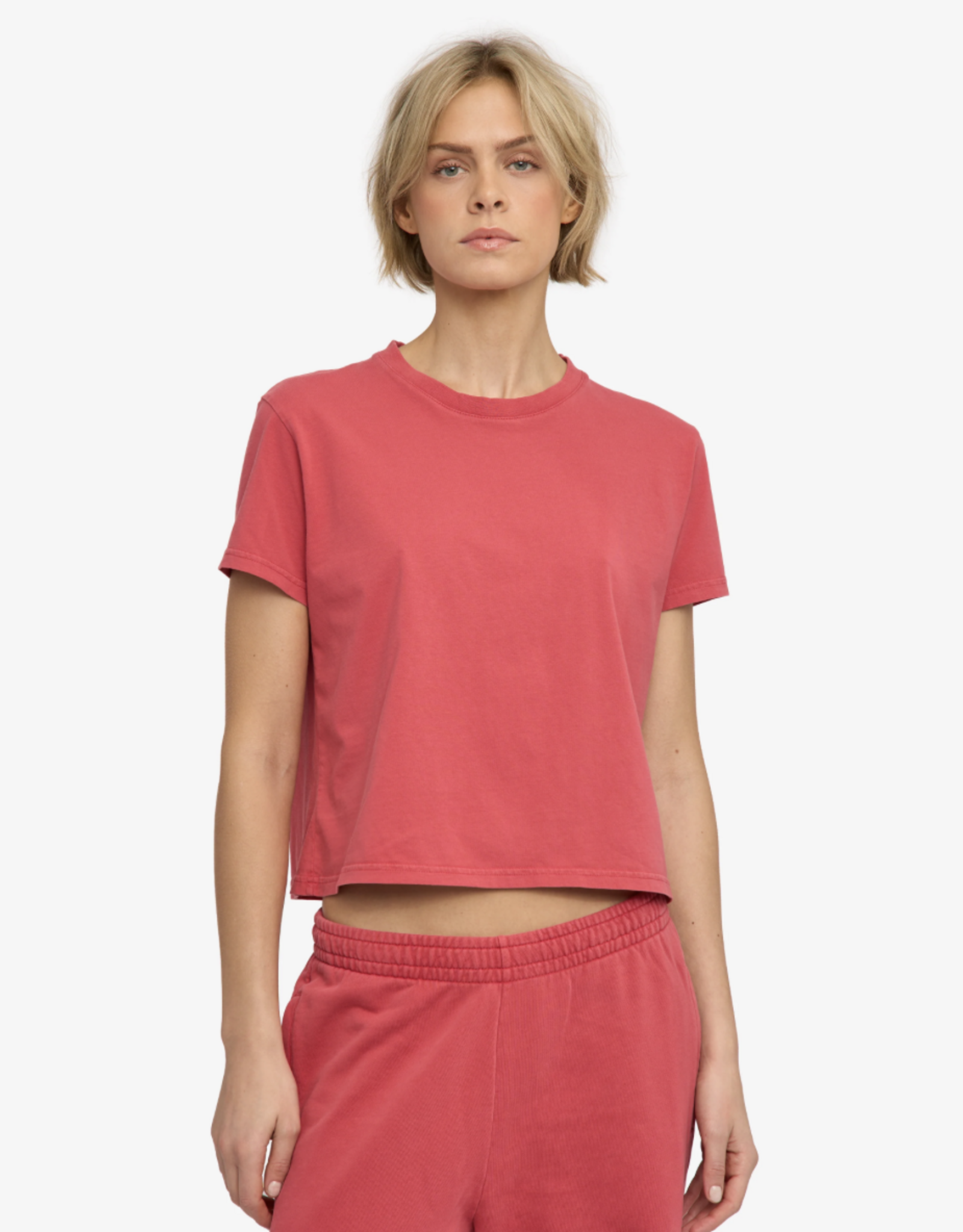 Colorful Standard T-Shirt 'Organic Boxy Crop Tee' - Faded Red - Colorful Standard