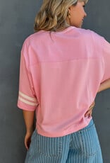 Catwalk Junkie T-Shirt 'Football Jersey' - Soft Pink - Catwalk Junkie