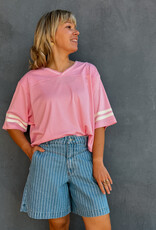 The Tiny Big Sister Bermuda ''Denim Striped' - Medium Wash Denim - The Tiny Big Sister