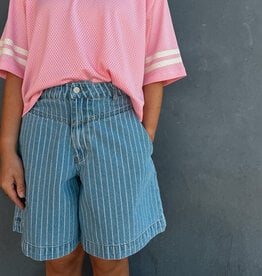 The Tiny Big Sister Bermuda ''Denim Striped' - Medium Wash Denim - The Tiny Big Sister