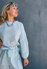 The Golden House Mom Blouse Check 'Floor' - Light Blue   TU