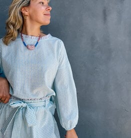 The Golden House Mom Blouse Check 'Floor' - Light Blue   TU