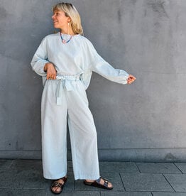 The Golden House Mom Broek Check 'Floor' - Light Blue   TU