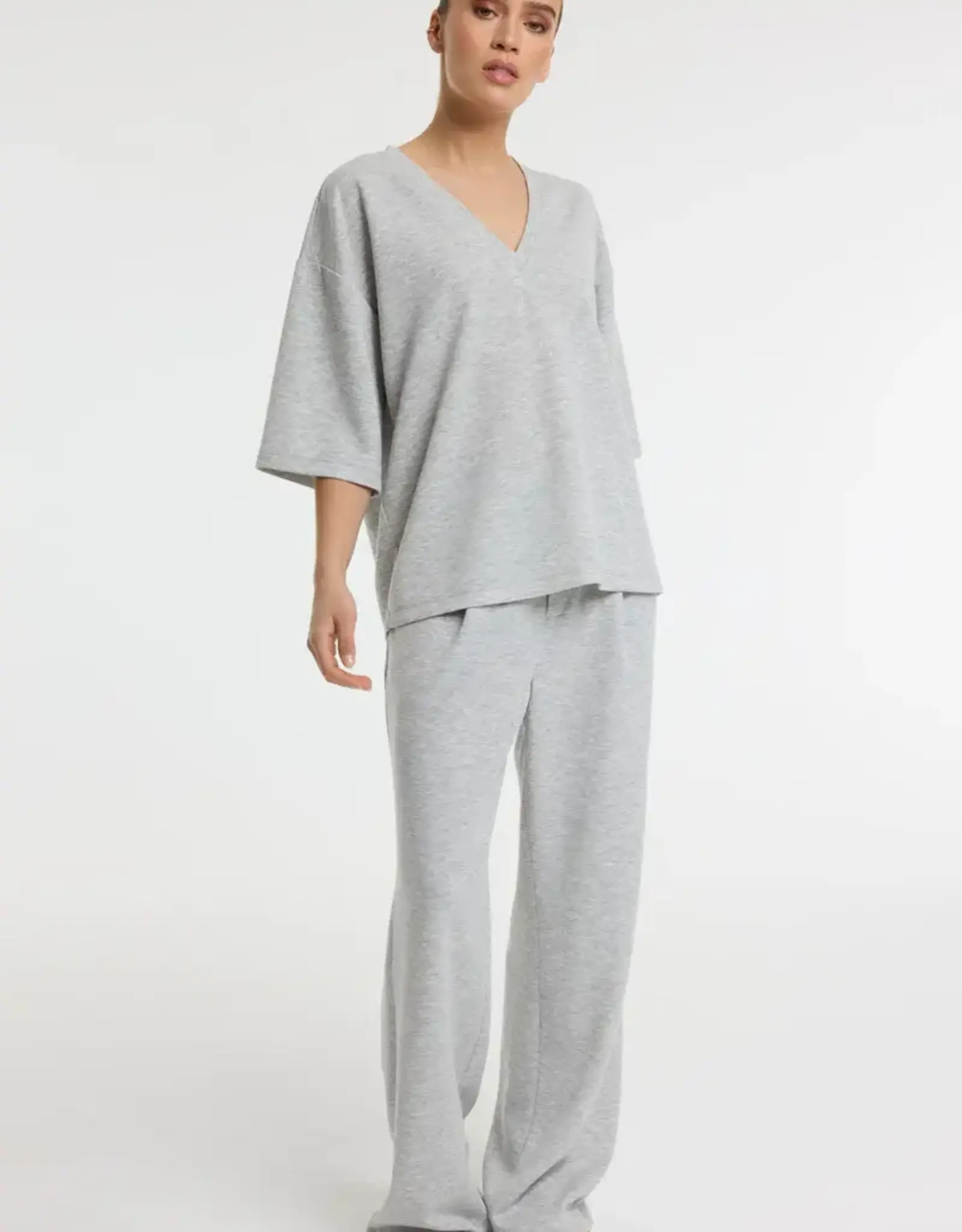 Refined Department Broek Relaxed 'Puck' - Grey Melange - Refined Department