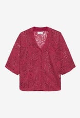 Catwalk Junkie Blouse 'Lace Baseball' - Cranberry Juice - Catwalk Junkie