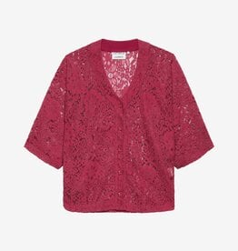 Catwalk Junkie Blouse 'Lace Baseball' - Cranberry Juice - Catwalk Junkie