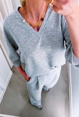 Refined Department T-Shirt V-Neck  'Dolla' - Grey Melange - Refined Department